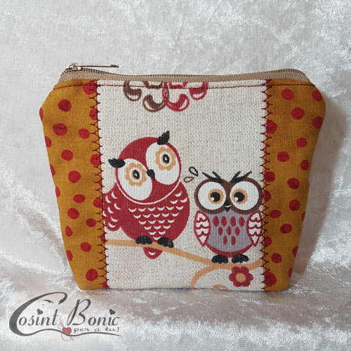 cartera patchwork con búhos